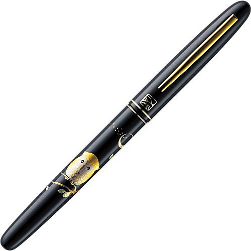 Kuretake DU180-415 Brush Pen, Kuretake Fountain Brush, Maki-e Monogatari Owl, Black Axis