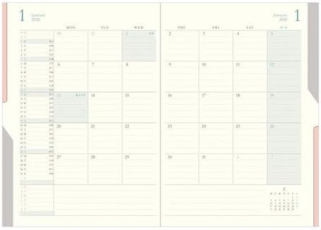 Design Fill Midori 27827006 Double Schedule Planner, 2020, A5, Monthly, Beige (Starts October 2019)