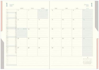 Design Fill Midori 27827006 Double Schedule Planner, 2020, A5, Monthly, Beige (Starts October 2019)