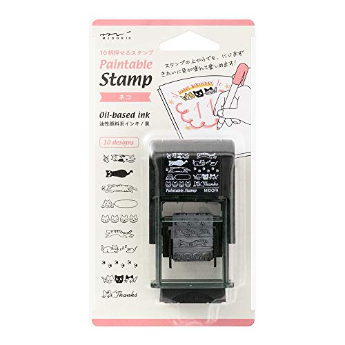 Midori 35380006 Stamp, Rotating Stamp, Cat Pattern