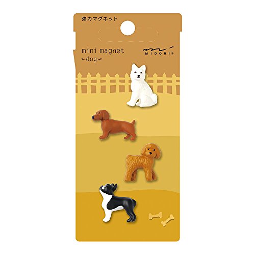 Designphil Midori Mini Magnet, Dogs (49753006) - Cute Animal Magnet, 6 Pcs, Multicolored Plastic