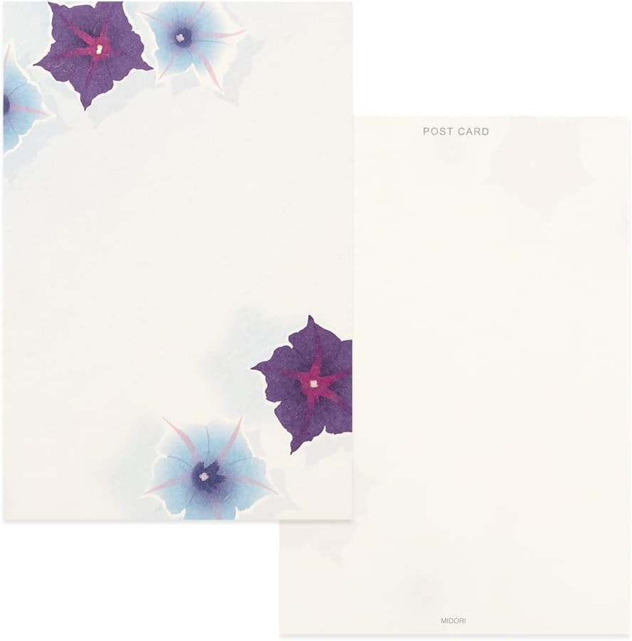 Midori 88687006 Postcard Notes, Paper Series, Summer Letter, 4 Patterns, Morning Glory Hand Water Pattern