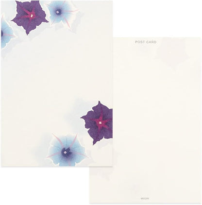 Midori 88687006 Postcard Notes, Paper Series, Summer Letter, 4 Patterns, Morning Glory Hand Water Pattern