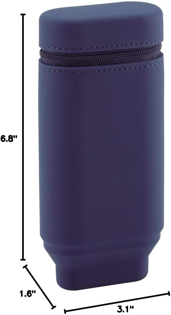 LIHIT LAB A7694-11 Stand Pencil Case, Oval Type, Navy