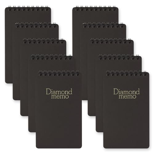 Midori 19003011 Diamond Memo, Large, 0.2 inch (5 mm) Ruled, Black, Set of 10