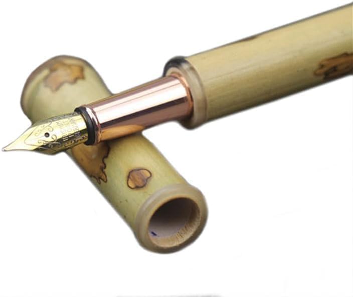 HobbyOne Handmade Bamboo Fountain Pen, Butterfly Pattern, Fine Point Iridium Germany Gold Nib, Lightweight, Smooth Writing Comfort, Gift & Collections, alternate view