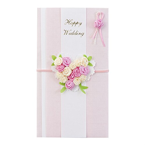 Midori Ceremony Bag PC Gold Seal 154 Wedding Gift Heart Bouquet Pattern, Pink 25154006, Body Size: 7.3 x 3.9 inches (185 x 100 mm), Inner Bag Included, 1.0 oz (29 g)