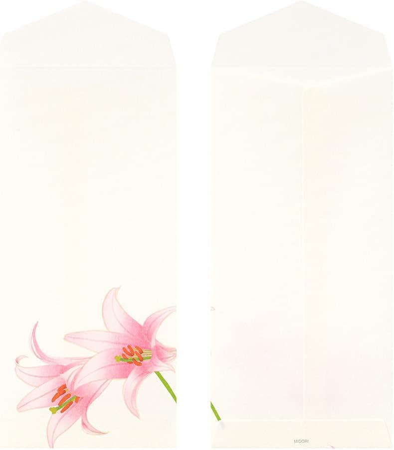 Midori 87102006 Envelope Paper Series, Summer Letter, 4 Patterns, Summer Floral Pattern