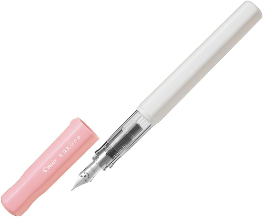 PILOT Kakuno Medium-Nib Fountain Pen, White Body Soft Pink Cap Body (FKA-1SR-SPM), main image