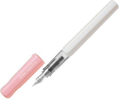 PILOT Kakuno Medium-Nib Fountain Pen, White Body Soft Pink Cap Body (FKA-1SR-SPM), main image