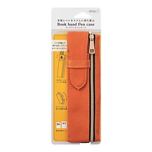 Midori 62323006 Pen Case, Bookband Pen Case, for B6 to A5, Orange
