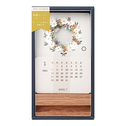 Midori 31280006 2024 Calendar, Tabletop, Seasonal Calendar, Floral Pattern (floral)