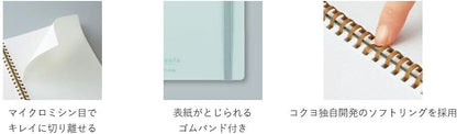 KOKUYO Graph Journal Notebook, Sooofa 7.2'' x 5.5'' Soft Ring Notebook for Women 4mm Grid Ruled, 80 Perforated Sheets, Green, B6 Notebook for Work Journals for Writing. Japan Import (SU-SV748S4-G)