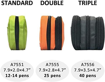 LIHIT LAB Large Capacity Triple Zipper Pencil Case For School Office College, Big Capacity 8 Compartments Pencil Bag Holder Adults Teen Boys Girls, Travel Cosmetics Storage, Black (A7556-24)