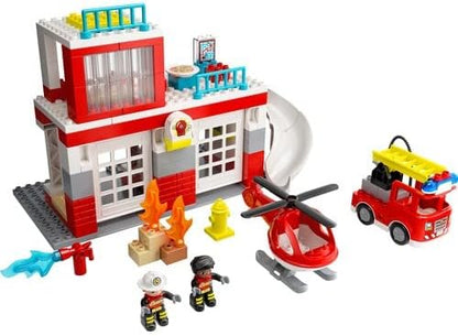 LEGO DUPLO Rescue Fire Station & Helicopter 10970 Building Toy; Playset with Fire Engine and Helicopter