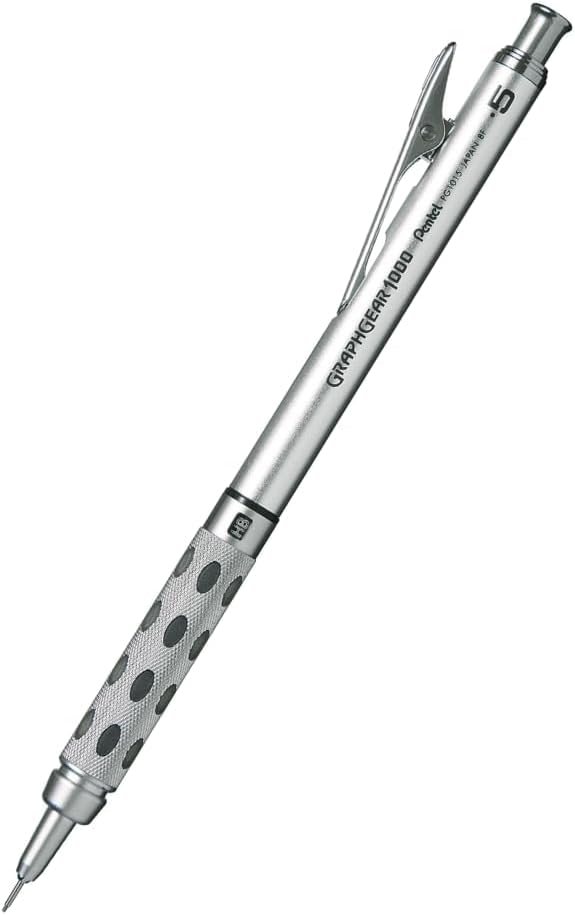 Pentel Packaged Graph Gear 1000 Automatic Drafting Pencil, 0.5mm, Grey Accents, 1 Pencil (XPG1015)