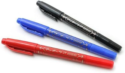 ZEBRA Mackee Care Double-Sided Marker Pen - Extra Fine Point - Red