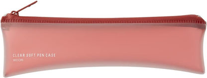 Midori 41816006 Pencil Case, Clear Soft Pen Case, Red, Red