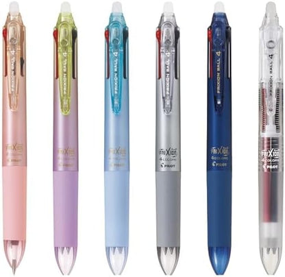 PILOT Ballpoint Pen, Frixion Ball 4, 0.38mm Ultra Fine, 4 Colors (Black, Red, Blue and Green), Gradation Light Blue Body (PLKFB80UF-GRLB)