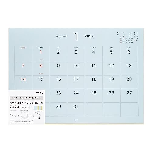 Midori 31295006 2024 Wall Calendar, Hanger Calendar, Refill, White (color)
