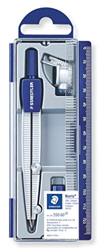 STAEDTLER 550 60 Noris School Compass with Universal Adapter, Lead Box and Spare Lead Part (300 mm Diameter)