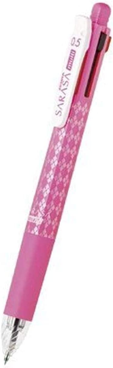 ZEBRA Multi Function Sarasa 4???S Black/Red/Blue/Green Ink 0.5mm Ballpoint Pen, 0.5mm Mechanical Pencil, Pink Body (J4SA11-P)