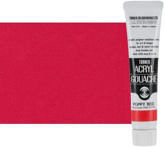 Turner Colour Works Acryl Gouache Artist Acrylic Paint - Single 20 ml Tube - Poppy Red