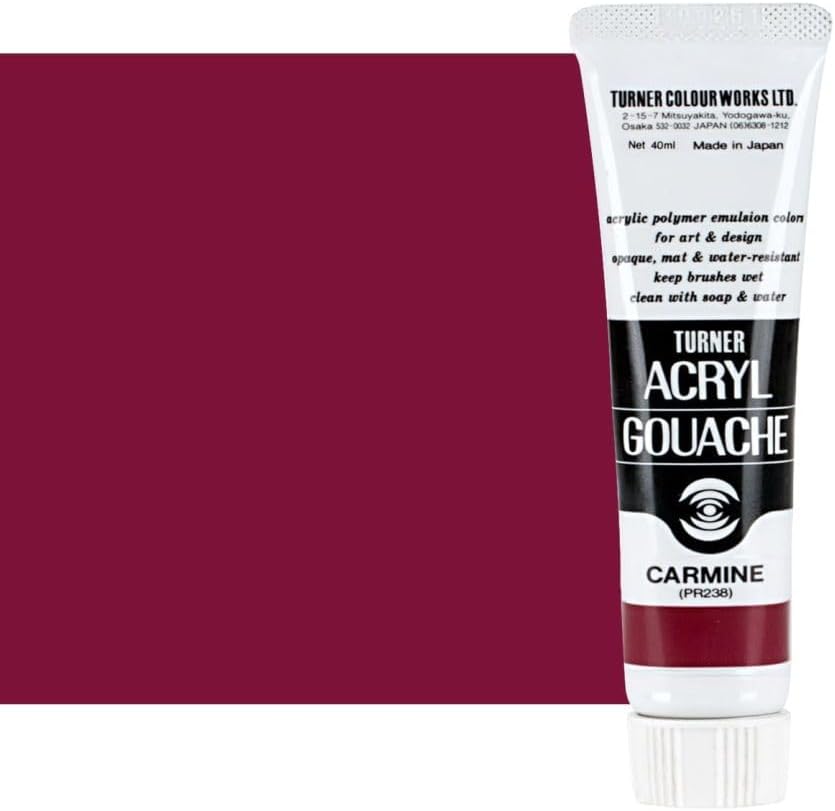 Turner Colour Works Acryl Gouache Artist Acrylic Paint - Single 40 ml Tube - Carmine