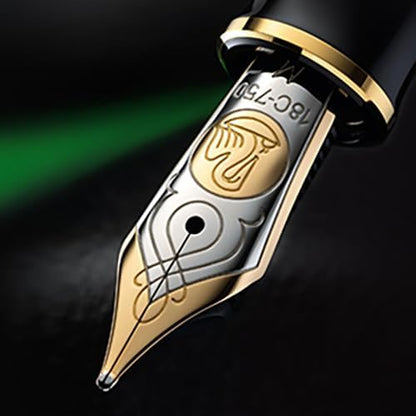 Pelican M800 EF Fountain Pen, Extra Fine Point, Green Stripe, Souverane front view