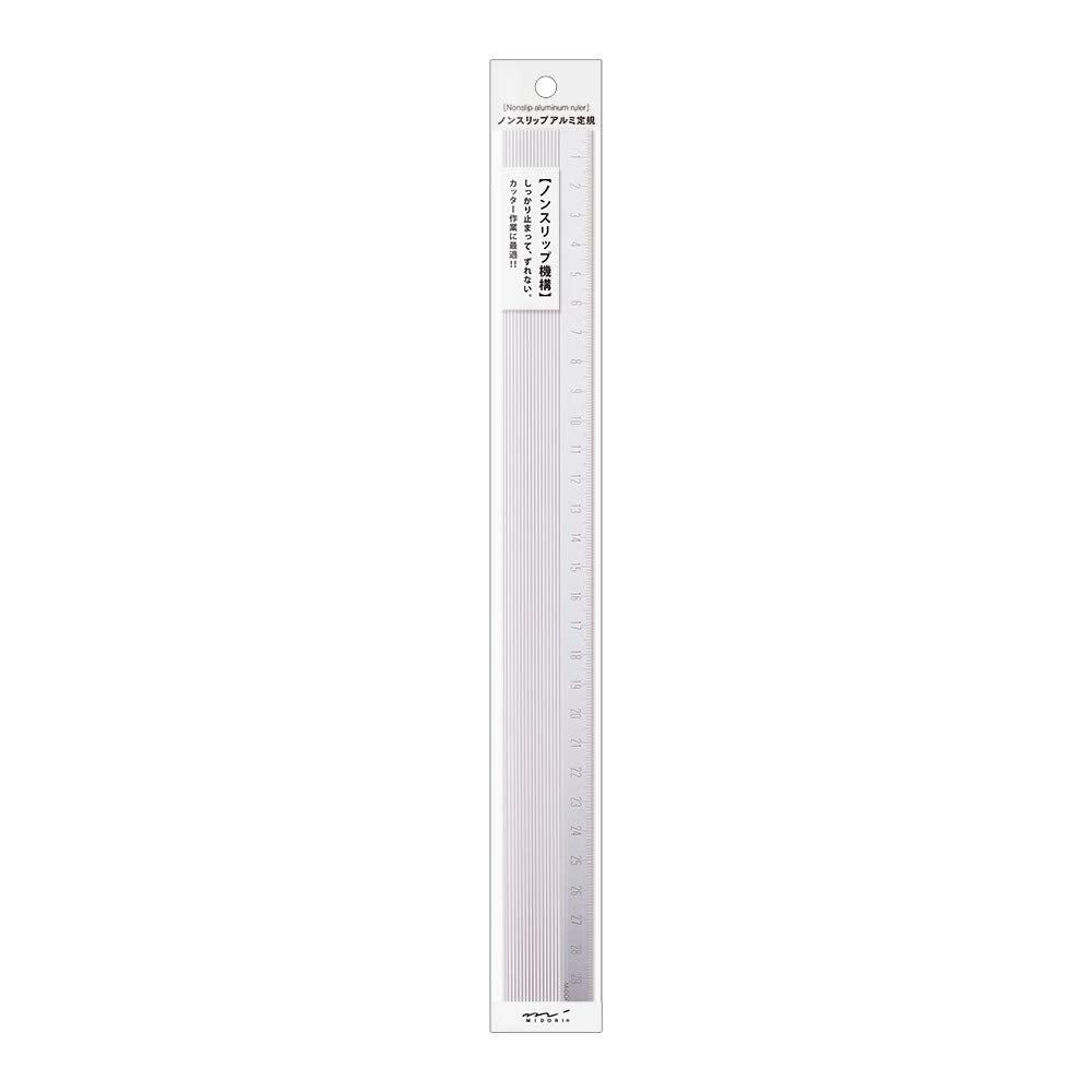 DESIGNPHIL 42278006 Aluminum Ruler, 11.8 inches (30 cm), Non-Slip, Silver
