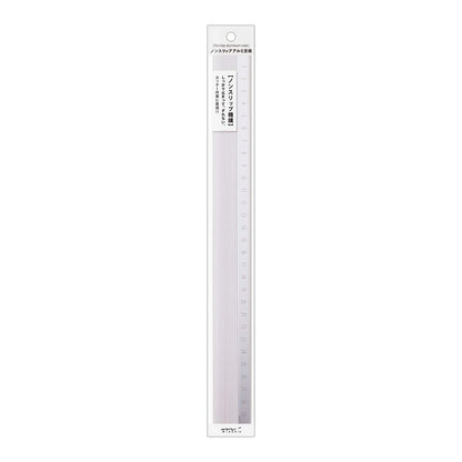 DESIGNPHIL 42278006 Aluminum Ruler, 11.8 inches (30 cm), Non-Slip, Silver