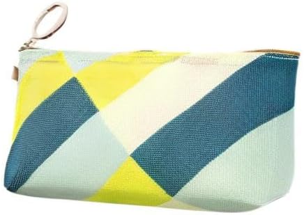 Midori 53336006 Pouch with Gusset, Mesh, Striped Pattern, Yellow-Green