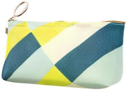 Midori 53336006 Pouch with Gusset, Mesh, Striped Pattern, Yellow-Green