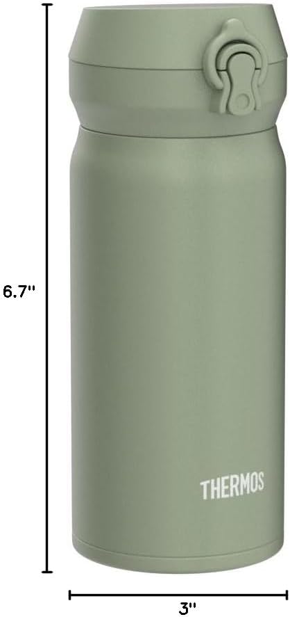 Thermos JNL-356 SMKKI Vacuum Insulated Portable Mug, 11.8 fl oz (350 ml), Smoked Khaki, Easy to Clean, Lightweight Type, One-Touch Opening, Stainless Steel Bottle, Hot and Cold