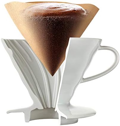 Hario V60 Ceramic Pour Over Coffee Set, Size 02, White