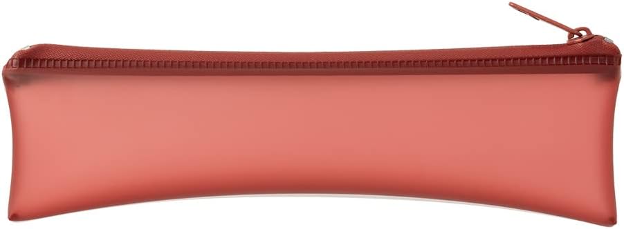 Midori 41816006 Pencil Case, Clear Soft Pen Case, Red, Red