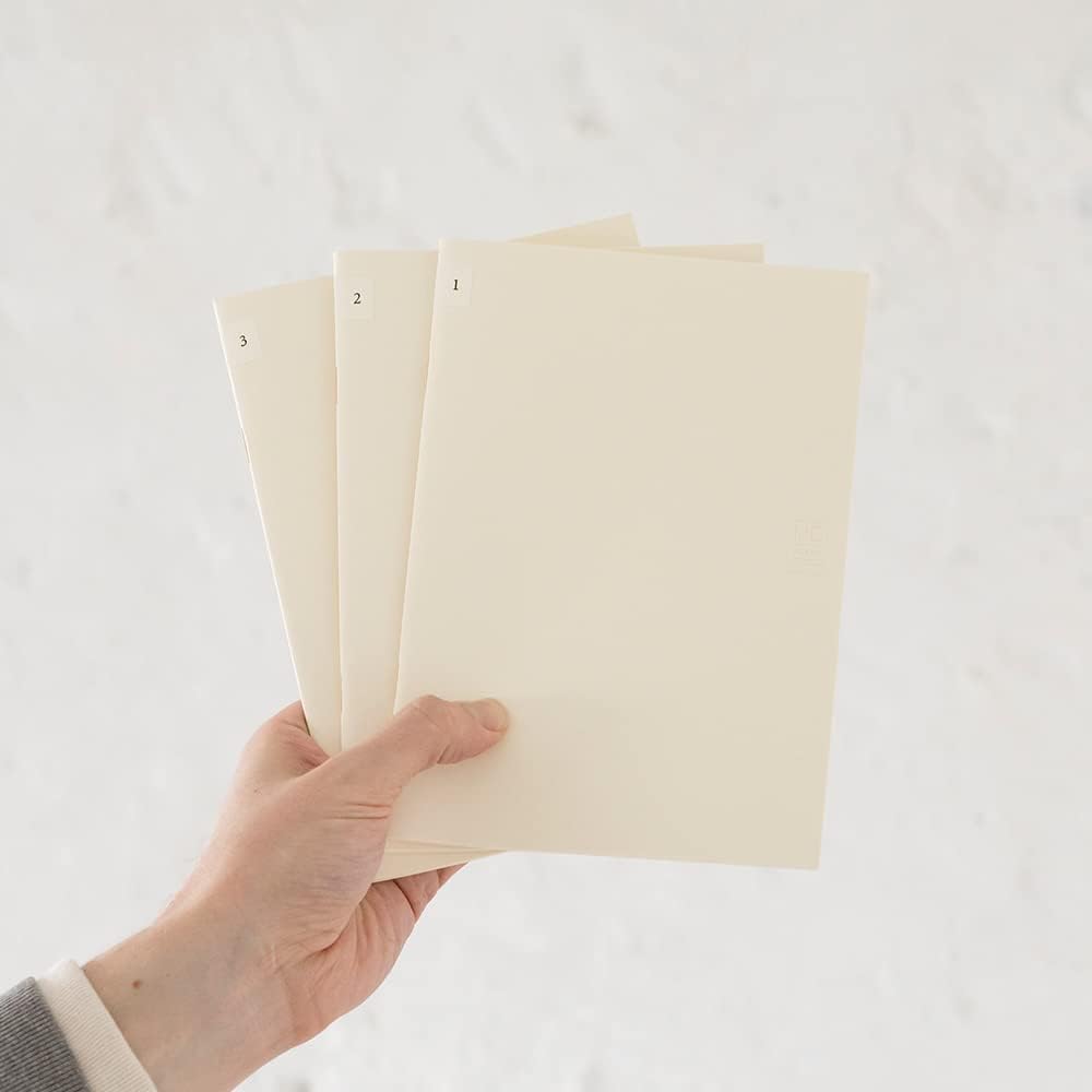 DESIGNPHIL Midori 15305006 Notebook, MD Notebook, Light, A5, Square Ruled, Set of 3, A