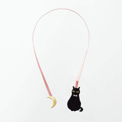 Midori 82464006 Stickers, Bookmark Stickers, Embroidery, Black Cat Pattern