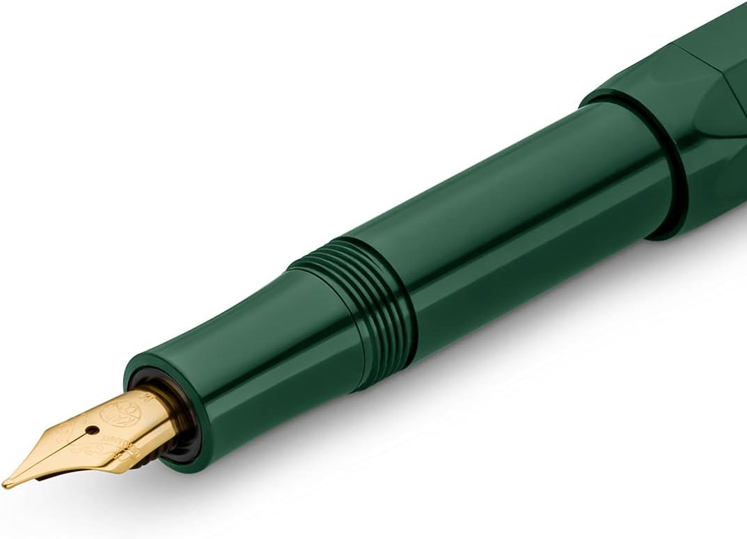Kaweco CLASSIC SPORT Fountain Pen Green with 23 Carat Gold-Plated Steel Nib and Iridium Tip for Ink Cartridges I Sport Fountain Pen 13 cm I Nib: M (Medium)