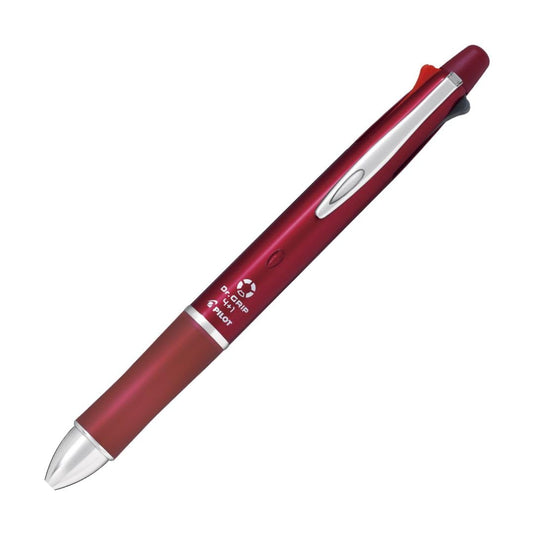Pilot Dr. Grip 4+1 0.7mm 4-Color Ballpoint Pen + 0.5mm Mechanical Pencil, Bordeaux Shaft, Product Size: 5.8 x 0.6 inches (148 x 14.1 mm), Slide Lever Type, 0.9 oz (26.3 g)