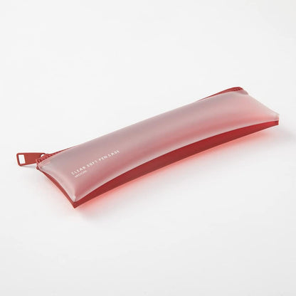 Midori 41816006 Pencil Case, Clear Soft Pen Case, Red, Red