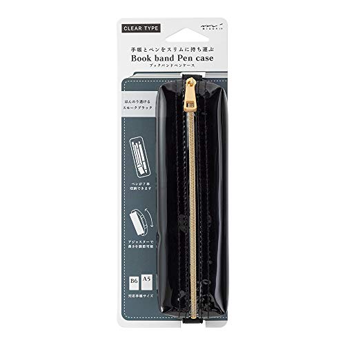 Midori 41470006 Pen Case, Bookband Pen Case, For B6 to A5, Transparent Black