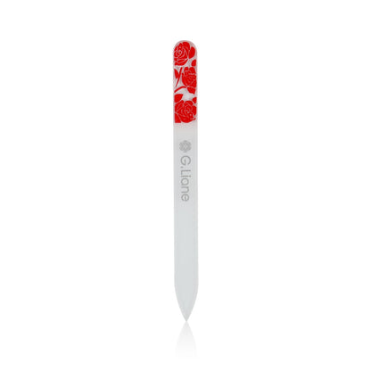 G.Liane Premium Glass Nail File with Case Professional Crystal Fingernail Files Perfect Manicure Set for Women Men Kids Nail Care Gift Set(Rose Red)