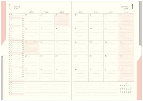 Design Fill Midori 27827006 Double Schedule Planner, 2020, A5, Monthly, Beige (Starts October 2019)