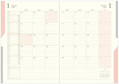 Design Fill Midori 27827006 Double Schedule Planner, 2020, A5, Monthly, Beige (Starts October 2019)