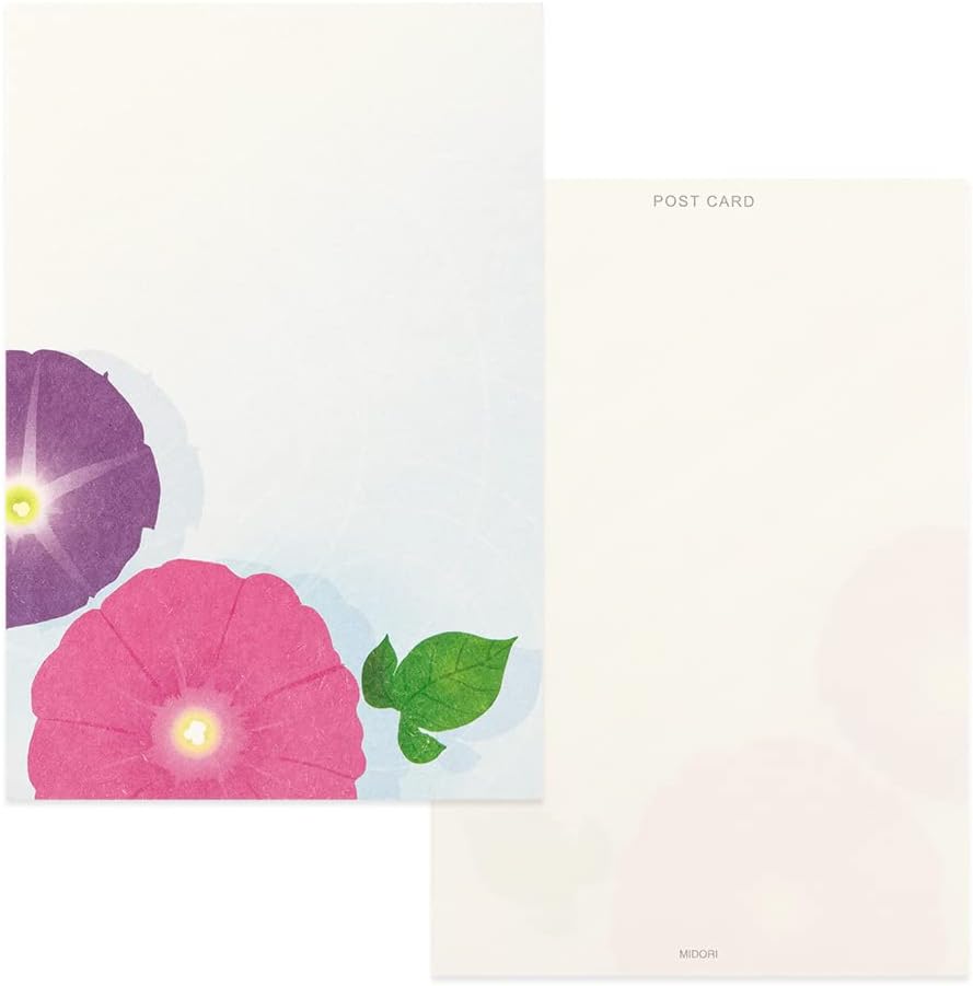 Midori 88687006 Postcard Notes, Paper Series, Summer Letter, 4 Patterns, Morning Glory Hand Water Pattern