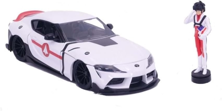 Robotech 1:24 2020 Toyota Supra Die-cast Car & 2.75" Rick Hunter Figure, Toys for Kids and Adults
