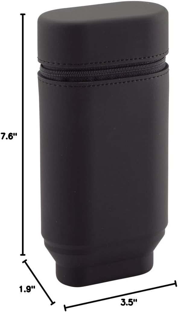 Lihit Lab A7695-24 Stand Pen Case, Oval Type, Large, Black