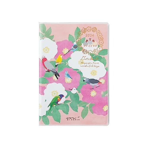 Midori 22236006 Pocket Diary Notebook, 2024, Mini, Monthly, Country Time, Floral Pattern, Starts October 2023 (Tri-print)