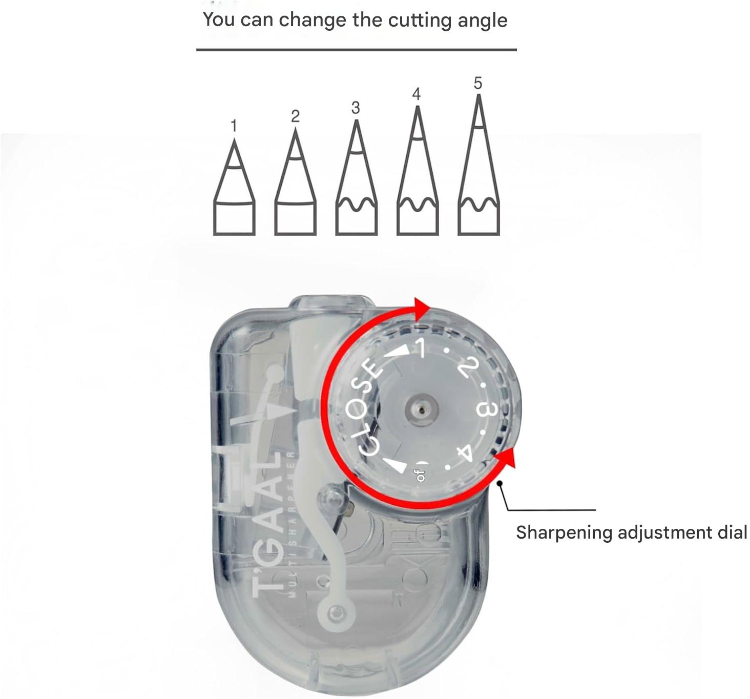 Sharpening adjustment dial for a knife with labeled cutting angles on a white background